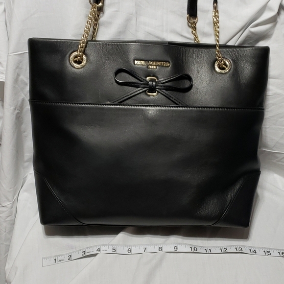 Karl lagerfeld black large shoulder vegan tote bag main image 2